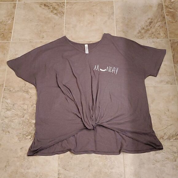 Sleep by Cacique purple Monday gathered front t shirt - Picture 1 of 6